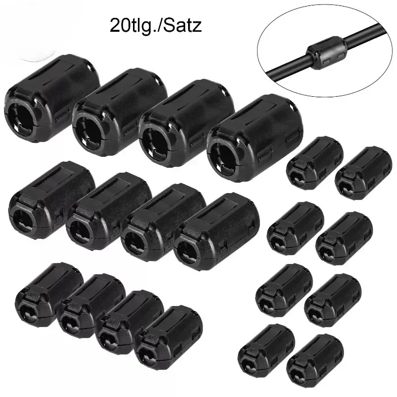 Filters Suppressors Ferrite Core Ring Clamp Kit Anti-Jamming Toroidal Clip-on Clamp for 3.5~13mm Cable Power Cord 20pcs cable clip,cable clamp,cable filter,cable noise suppressor