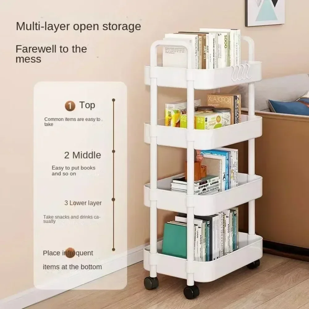 Multi-functional storage shelf, kitchen, floor, bedroom, baby snack shelf, mobile bathroom shelf, bathroom storage shelf, office 3