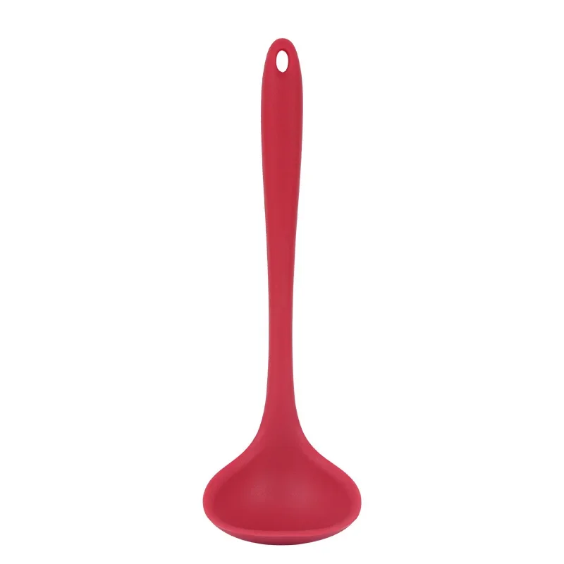 Wooden Serving Spoon Ladle Silicone Ladle Soup Spoon Non-stick Curved Handle Unbreakable Big Round Scoop for Dinner Creative Kitchen Dining Tool Tableware