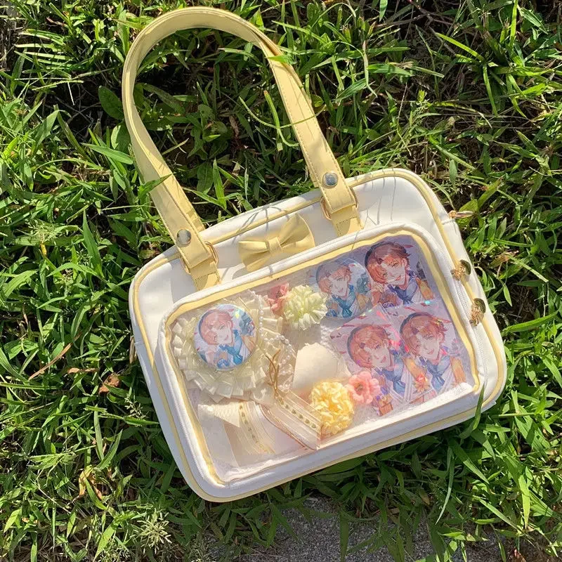 

Sweet Uniform Bow Ita Bag New Large Capacity Transparent Tote Bags Teenage Girls Lolita Shoulder Bags Harajuku JK Handbag