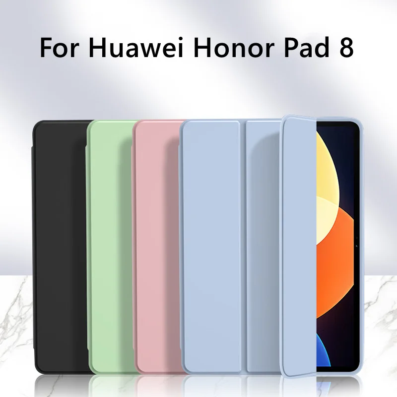 For Honor Pad 8 Case 12 inch Tri-Folding PU Leather Soft Silicone Back  Stand Tablet Shell for Honor Pad 8 12 2022 HEY-W09 - AliExpress