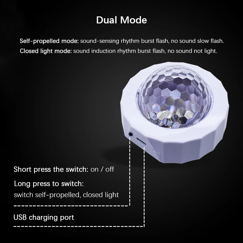 LED 야간 조명, USB 충전, 사운드 컨트롤, 다양한 조명 색상, 거실 및 차량에 적합