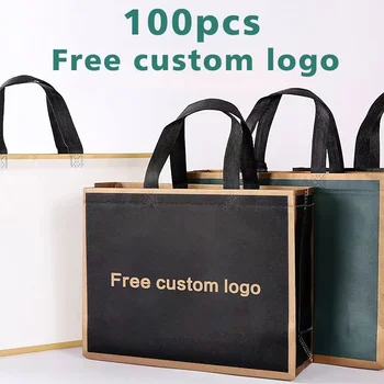 100pcs Double sided Print Logo Waterproof film non-woven fabric Gift Bag Phnom Penh Advertising Shopping Eco Bag Customized Logo 1