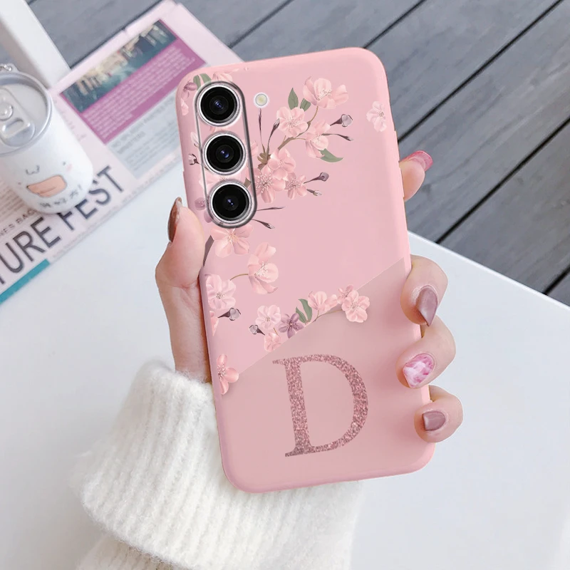 Pink Floral Soft Silicone Phone Case - Protective Back Cover with Bumper Design