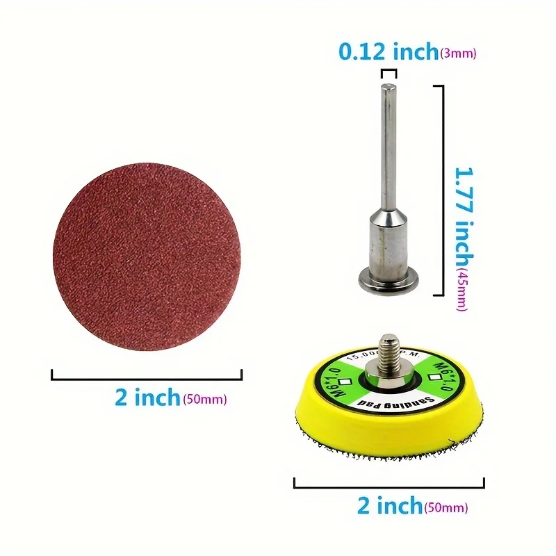 Kit 52/102 Feuilles Papier de Verre 50mm 60-2000 Grain pour Outils Rotatifs