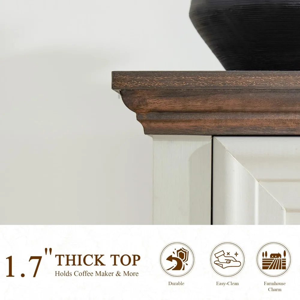 sideboard buffet cabinet with storage - 62" large buffet cabinet with 4 drawers & 4 doors, modern farmhouse coffee bar buffet t