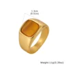 Bague élégante en pierre naturelle carrée pour homme, bague signet en acier inoxydable étanche, cadeau d'anniversaire pour lui, papa