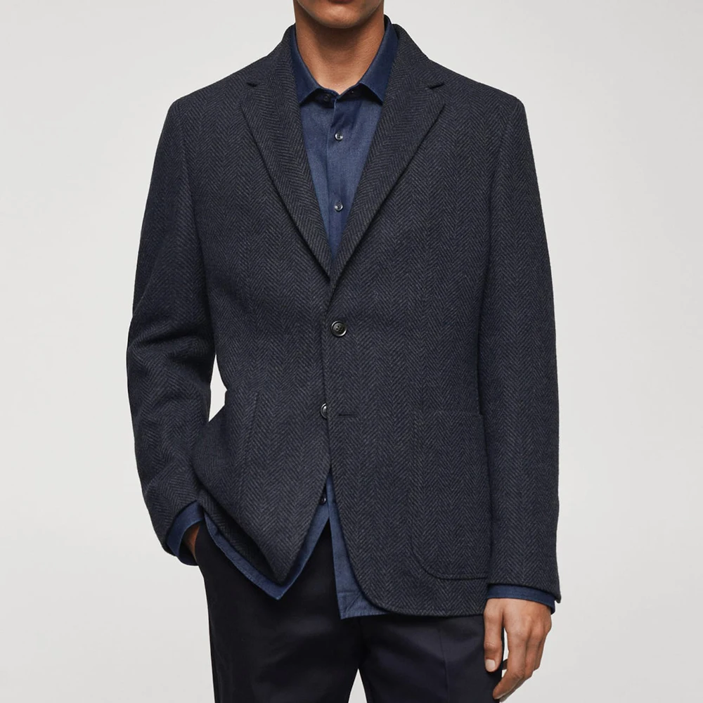 

Overcoat Jackets for Business Blazers for Men Long Sleeves Men's Clothing With Pocket Flat Collar Casual Single Breasted Suits