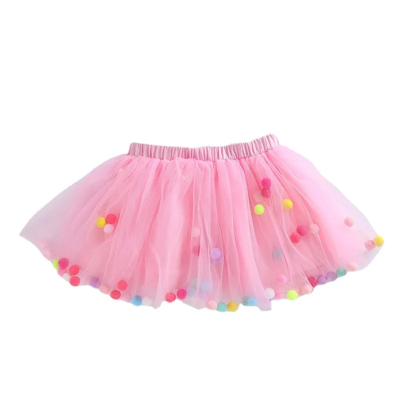 Ballet Tutu Skirt Children Skirts Dance Balls Kid Girls Tutu Pompon Soft Mesh Lace Ins Style Baby Pettiskirt Wild Bottoming Princess