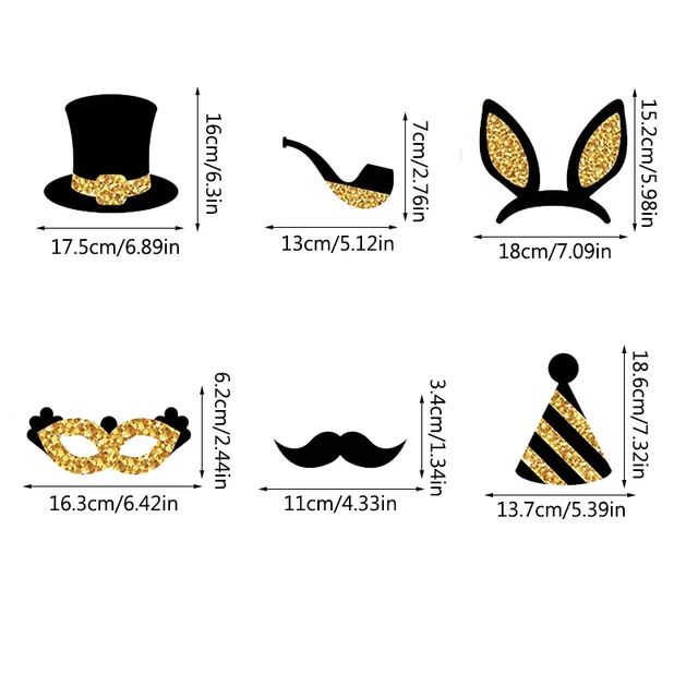16-pieces-black-gold-party-photo-booth-props-mix-of-hats-crowns-glasses-for-birthday-weddings-graduation-prom-party-supplies-aliexpress