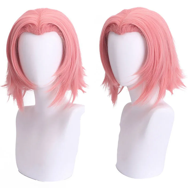 Peluca de cosplay de Sakura Haruno para mujeres y niñas, disfraces de cabello de estilo rosa, Anime comic Sakura, Halloween