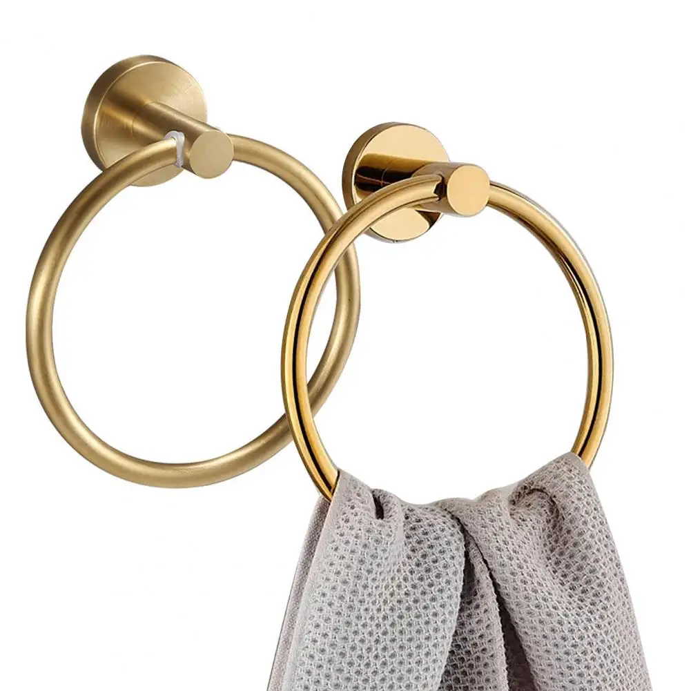 Suction Cup Towel Ring Bathroom Hand Towel Holder Wall Mount Metal Hanger Hook for Easy Installation Solid