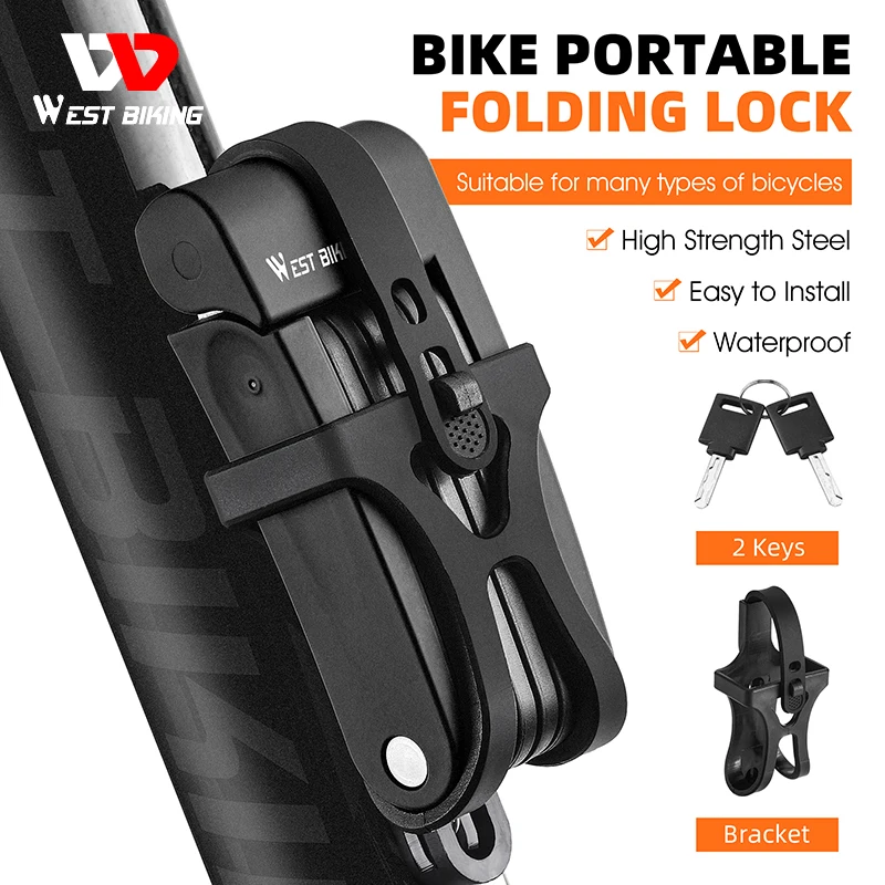

WEST BIKING Portable Bicycle Folding Lock High Strength Durable Stainless Steel Safety Anti Theft Cycling Lock Bike Chain Lock
