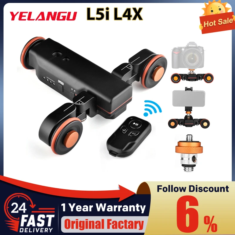 YELANGU 카메라 스마트폰용 미니 전동 트랙 돌리 슬라이더 레일, 시간 경과 촬영 앱 작동, Go pro, L5i L4X