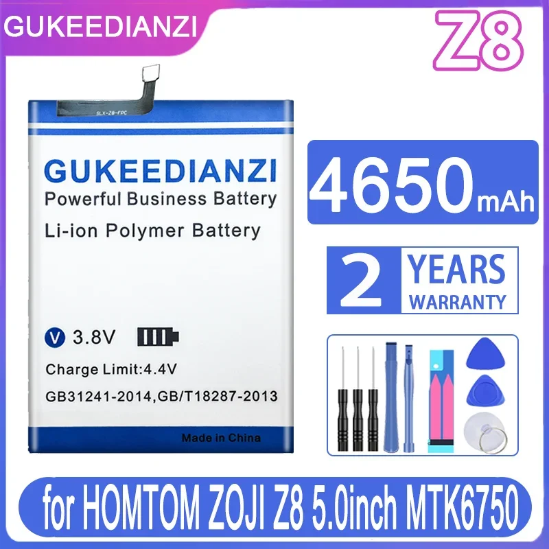 

4650mAh GUKEEDIANZI Replacement Battery for ZOJI Z 8 for HOMTOM ZOJI Z8 5.0 Inch MTK6750 Batteria + Free Tools