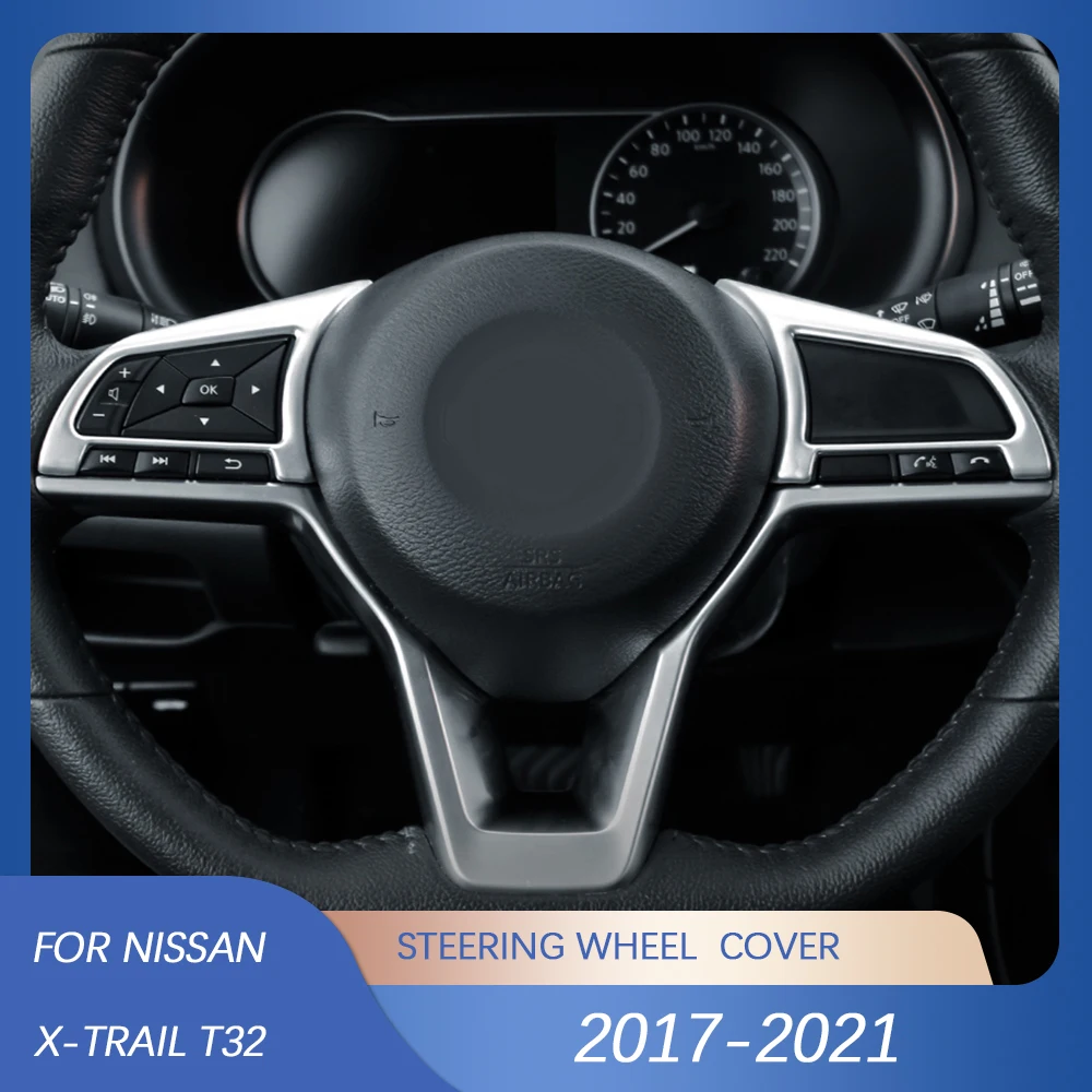 닛산 X-trail T32 Rogue Note Qashqai J11 Versa Juke Micra Kicks Leaf Sentra 2017-2021 스티어링 휠 스위치 버튼 커버