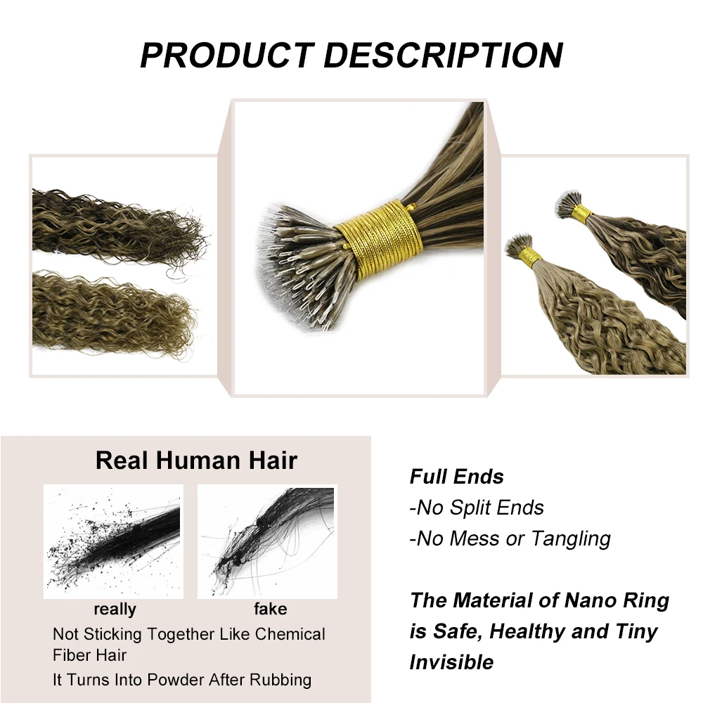 Natural Wave Nano Ring Human Hair Extension 40g 50g Keratin Capsule Micro Ring Hair Extensions Human Hair Natural Fusion Hair