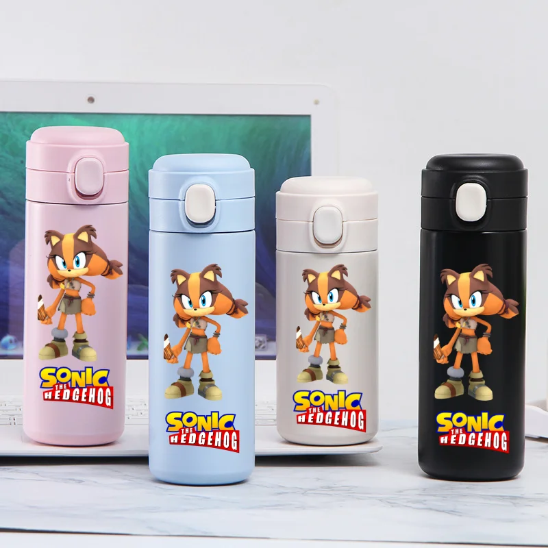 thumbnail image 1 of Taza de agua de acero inoxidable Sonic The Hedgehog de 420 ml, a prueba de fugas, termo de vacío, portátil, para viajes, taza para beber con dibujos animados para niños, regalo, 1 of 5