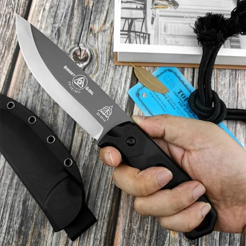 TOPS Brakimo Fixed Blade Knife D2 Blade Nylon Fiber Handle Tactical Knife Outdoor Camping Survival Hunting Tool EDC Pocket Knife 5