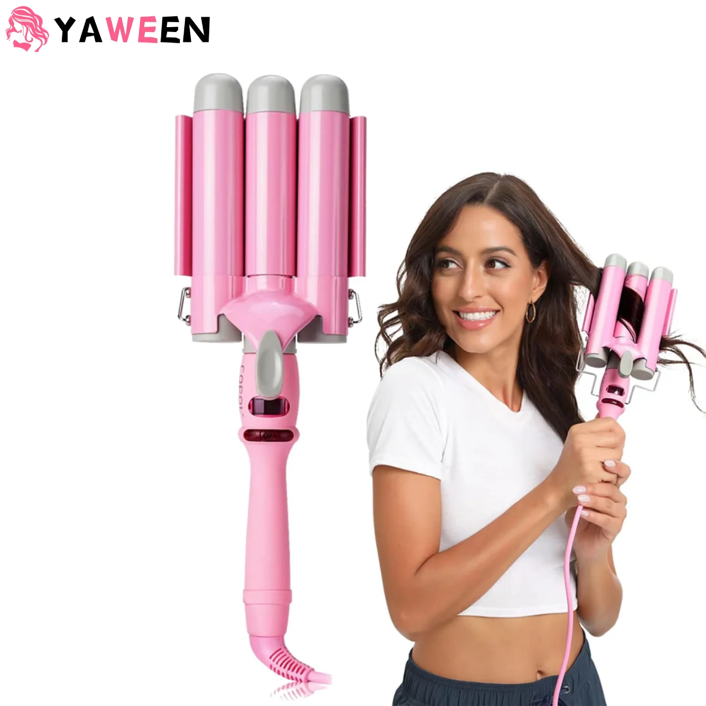 YAWEEN Lcd Curling Iron Professional Ceramic Hair Curler 3 Barrel Hair Curler Irons Wave Fashion Styling Tools hair curler hair iron