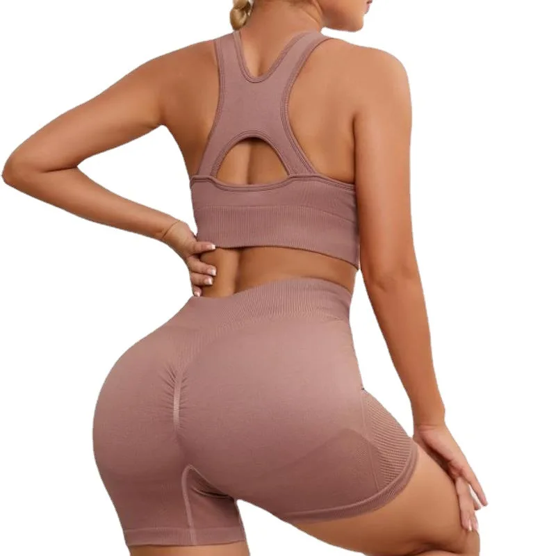 

Женские комплекты с шортами для йоги, бесшовные спортивные костюмы, одежда для фитнеса и тренировок, спортивная одежда, сексуальный укороченный топ, женская одежда для спортзала