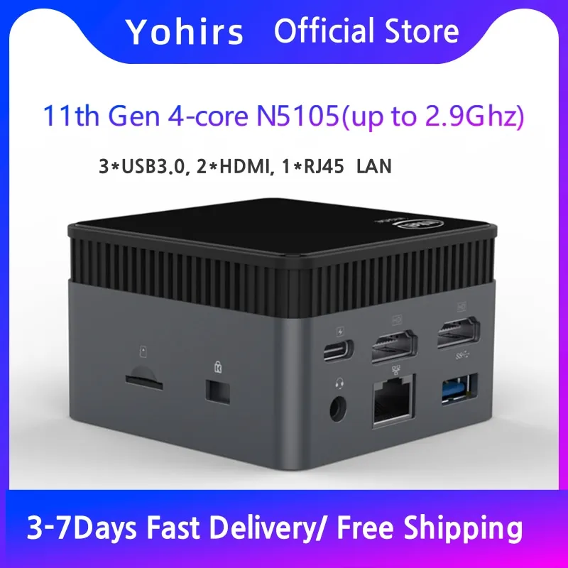 Mini Pc Portatile Stick Intel Celeron N5105 Usb 3.0 1*2.5G Lan 2 * Hdmi 2.0 4K Ventola Di Uscita Custodia Htpc Con Wifi Bluetooth M6S