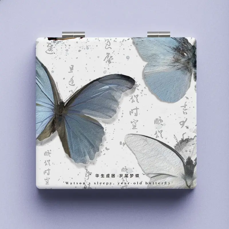 Cold style art butterfly hand-held mirror mini double-sided folding portable makeup mirror