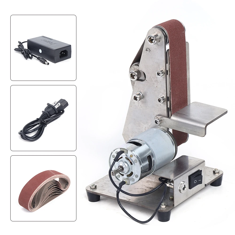 Electric Grinder Electric Sander Belt Sander Mini Electric Abrasive Belt Machine With Power Supply DIY Polishing Machine Grinding Fixed Angle Sharpening