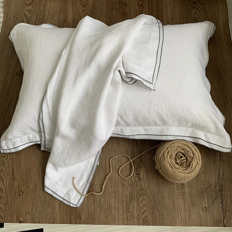 

2PCS 100% Pure Linen Pillow Case Soft Protect Hair Skin Pillowcase Any Size Customized Bedding Pillow Cases Cover