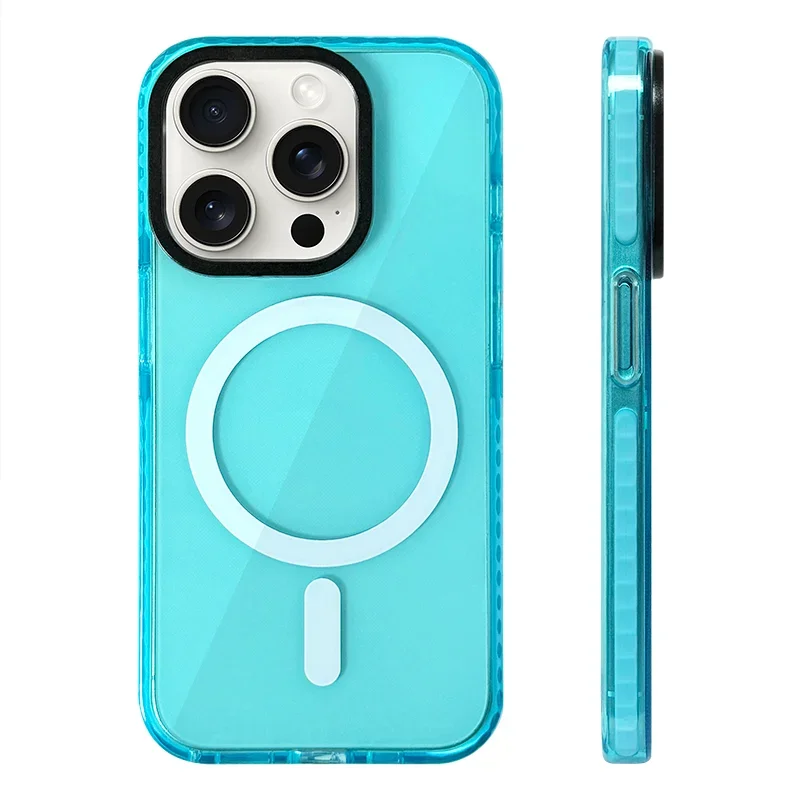Neon Crystal Clear Magnetic Phone Case with Wireless Charging Compatibility