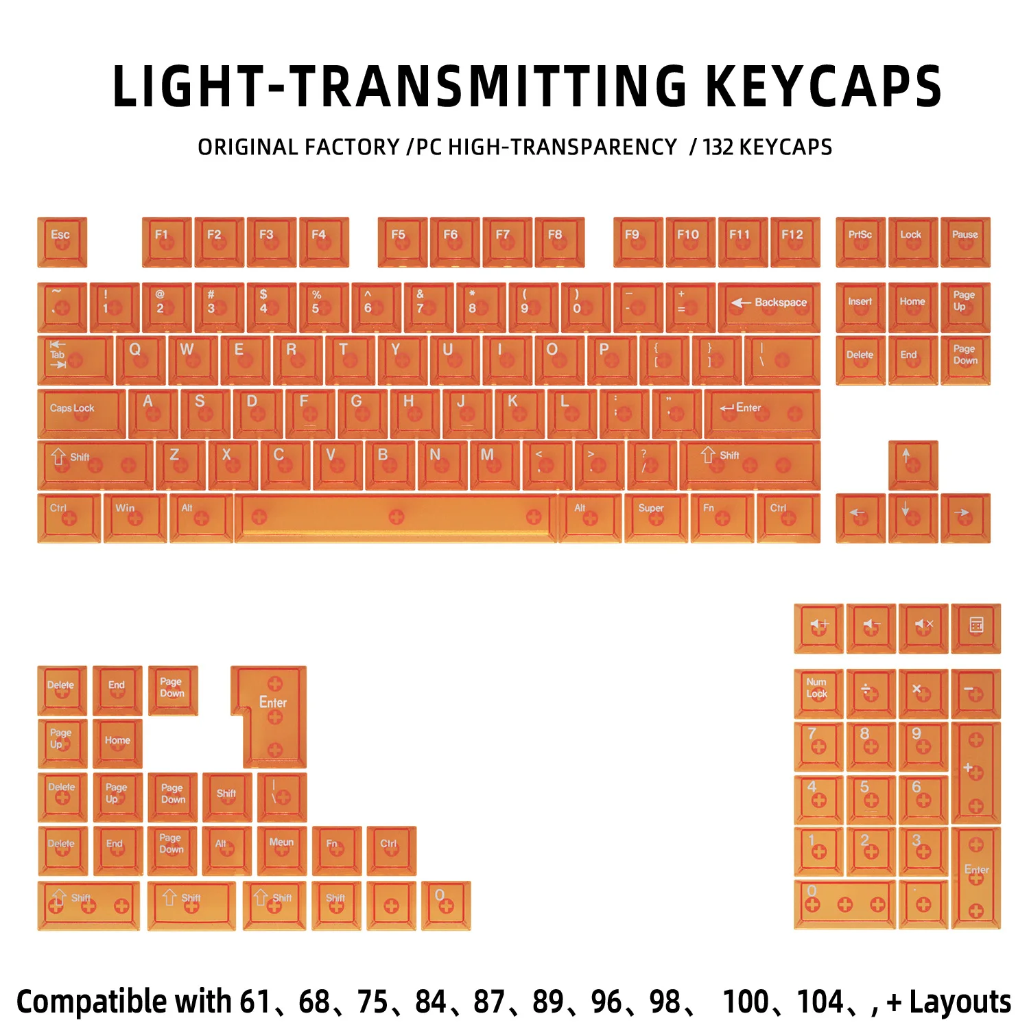 Vibrant Multicolor Cherry Profile Transparent Keycaps Set