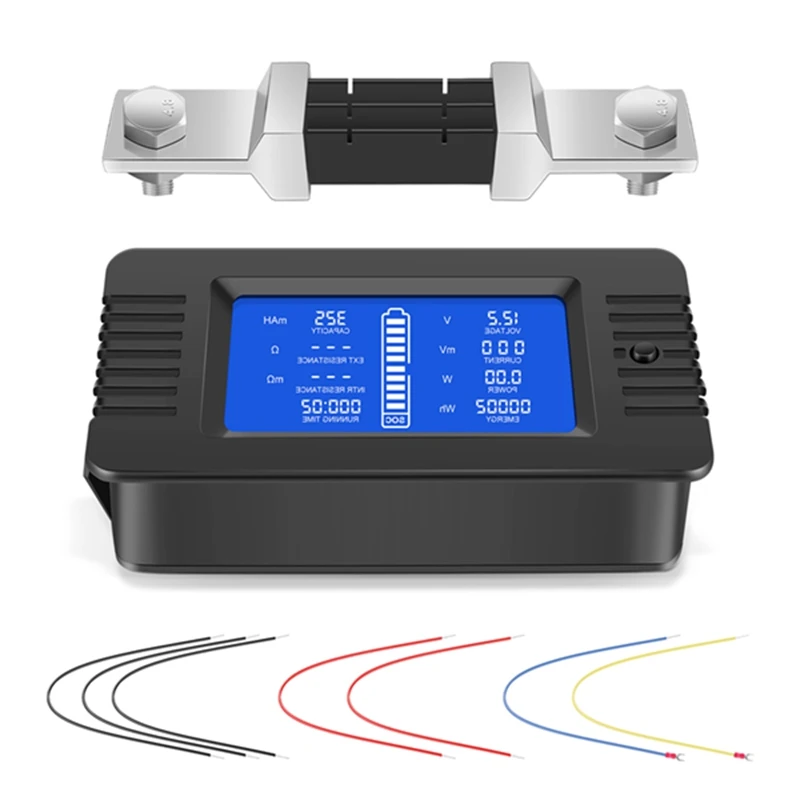 

Multifunction Battery Monitor Meter,0-200V,0-300A (Widely Applied To 12V/24V/48V RV/Car Battery) LCD Display Digital Current Vol