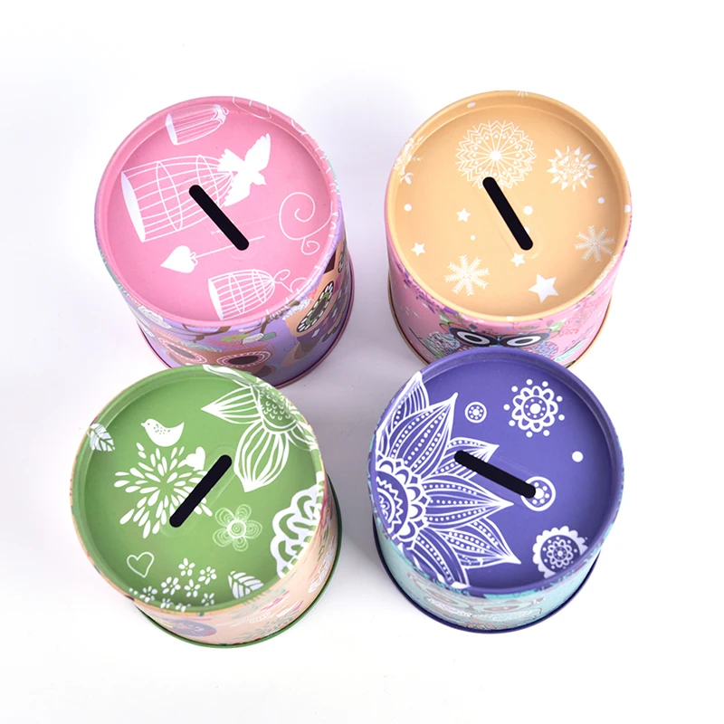 Vintage Owl Piggy Bank Tinplate Piggy Bank Children's Gifts Home Decoration Kid Gift Round Piggy Bank Money Box kawaii 5