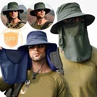 Summer Sun Hats UV Protection Outdoor Hunting Fishing Cap for Men Women Hiking Camping Visor Bucket Hat Removable Fisherman Hat 3