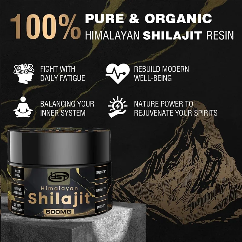Shilajit Pure Himalayan Organic Resin, Pure Shilajit for Energy & Immune Support, Rich in Fulvic Acid & 85+ Trace Minerals