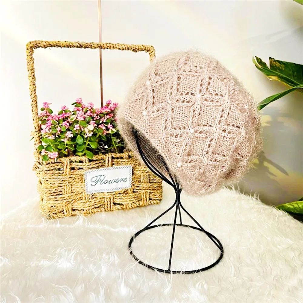 Fashion Large Head Circumference Knitted Hats Handmade Breathable Woolen Hats Pile Hats Women 4