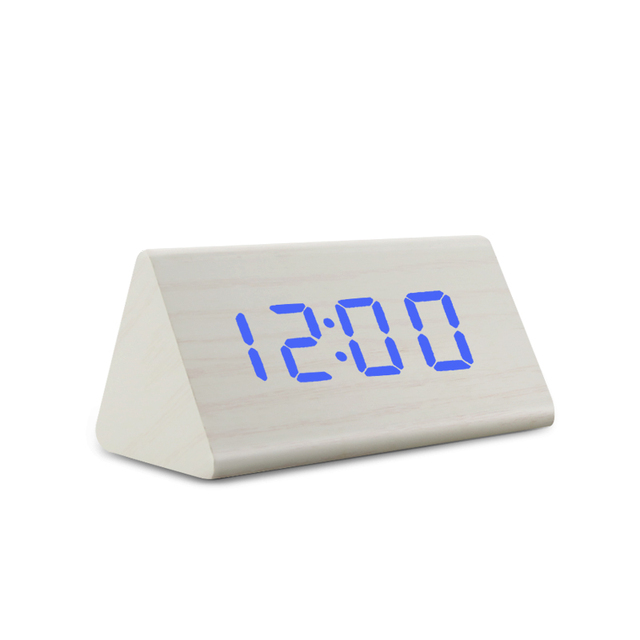 Clock LED Wooden Alarm Clock Table Sound Control Electronic Clocks Desktop USB/AAA Powered Desperadoes Home Table Decor