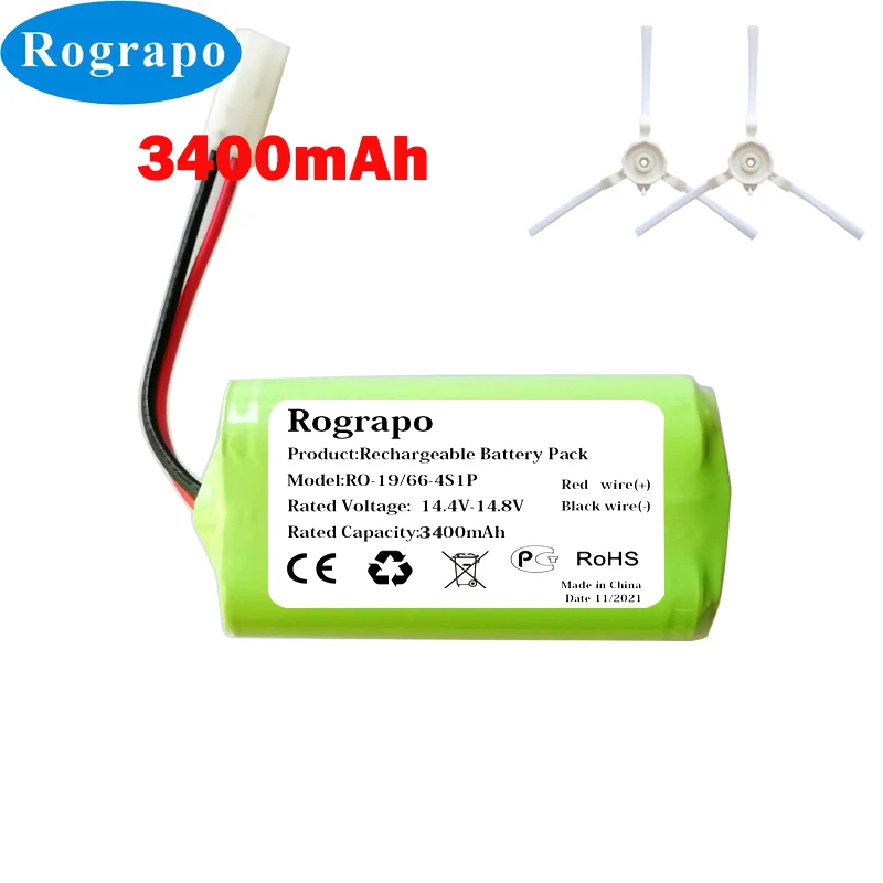 rechargeable battery pack New 3400mAh RS-RT900866 Li-ion Battery and Side Brush For Rowenta Tefal Explorer Serie 20 40 Robot Vacuum Cleaner canon battery Batteries