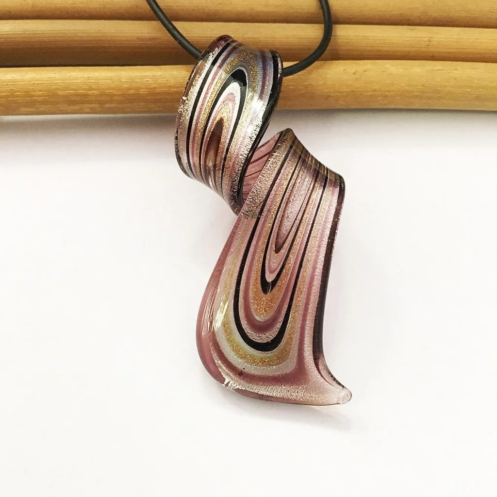 1 Pz Viola Twisted Lampwork Glass Murano Pendenti Collana Stile Cinese Party Loves Gift Whirlwind Pattern Jewelry For Women