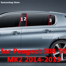 

For Peugeot 308 T9 MK2 2019 2018 Car B C Pillar Middle Central Column PC Window Decoration Strip Sticker 2017 2016 2015 2014