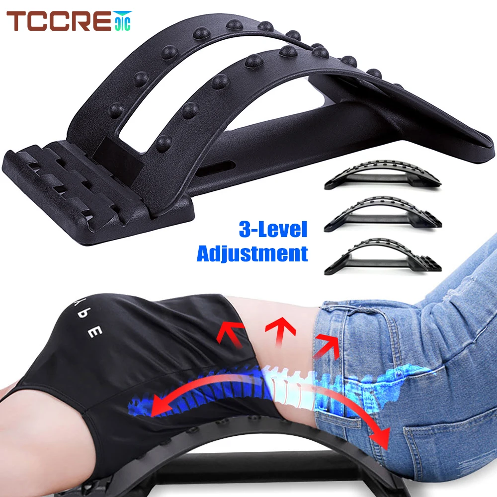 Adjustment Back Stretching Massager Multi-Level Lumbar Spinal Support Stretcher  for Lower and Upper Back Muscle Pain Relief spinal care back support elastic waist band cure lower back pain