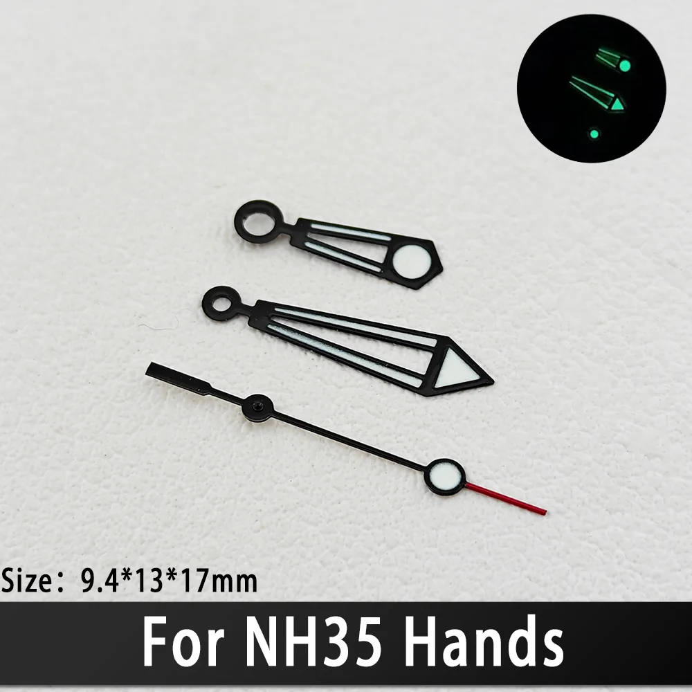 Hollowed Out Silver, Gold, Blue Hour Hands with C3 Green Luminous 9.4*13*17mm