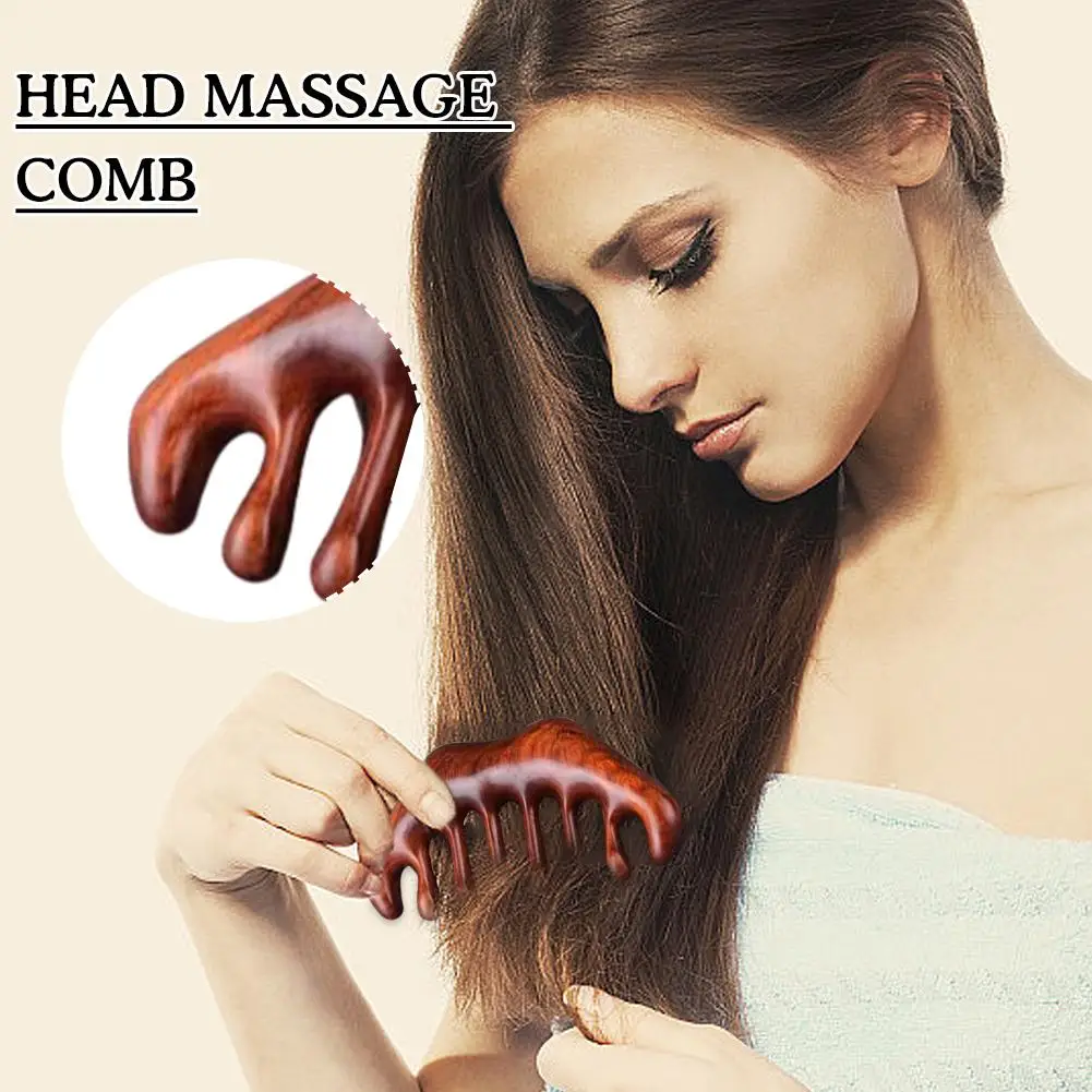

1pc Head Meridian Massage Comb Green Sandalwood Wide Blood Therapy Hair Tooth Comb Brush Acupuncture Circulation Anti-stati R1B9