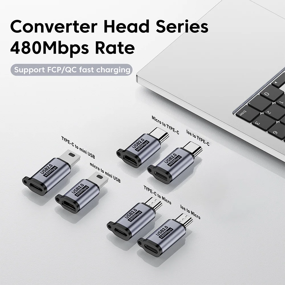 Micro USB To USB C Fast Charging Adapter 480Mbps Mini To Type C Converter For Samsung Xiaomi Huawei Cell Phone Connector