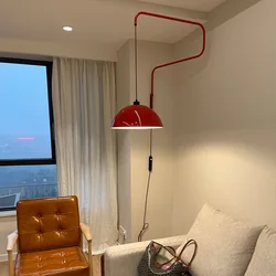Red Rocker Chandelier Wabi-sabi Style Living Room Wall Bedroom Bedside Restaurant Wiring-Free Folding Retractable Wall Lamp