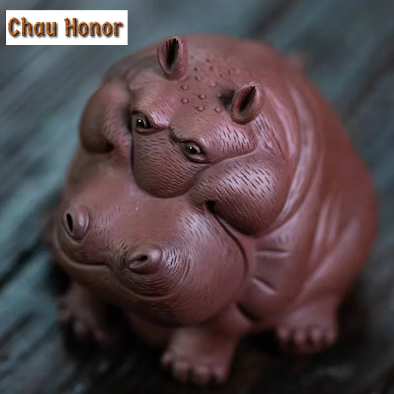 High-end Yixing Raw Ore Zisha Hippo Tea Pet Handmade Household Tea Table Decoration Supplies Chinese Tea Ceremony Gift Packaging