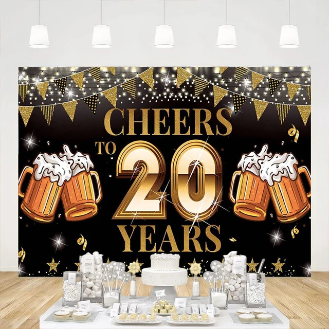 Banderole d'encouragement à 20 ans d'anniversaire, décorations de fond de  bière, accessoires de photomaton, cour de mariage des travailleurs du 20  ème - AliExpress