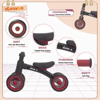 Ubravoo Baby Slide Balance Bike for 12-24 Months,3-Mode Headlight & 4 Transparent Silence Wheels, Riding on Toys Birthday Gifts 3