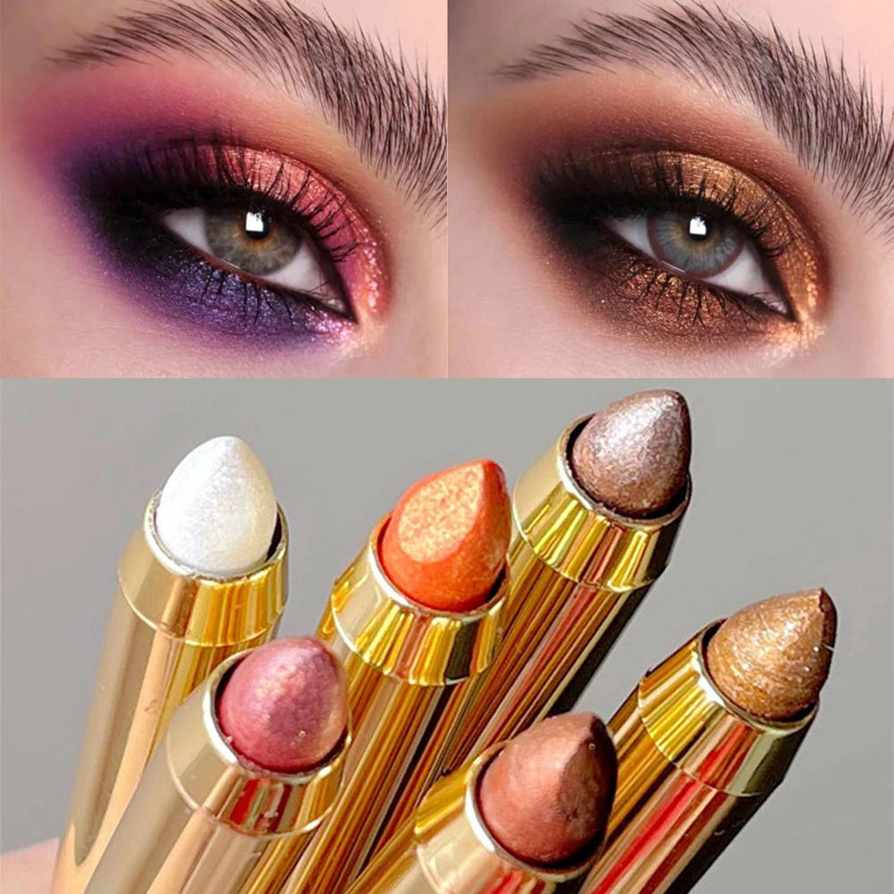 Eye Shadow Eyeshadow Stick Eye Shadow Stick-Pearlescent Highlighter Eyeshadow Pencil 2in1 Long Lasting Glitter Shimmer Waterproof