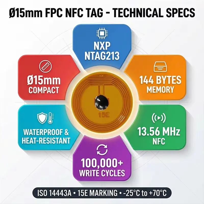 【SURPISE】FPC 태그 태그 미니 유연성, 고주파, NXP 칩이 포함된 전자 미니 차량 태그, 15Mm